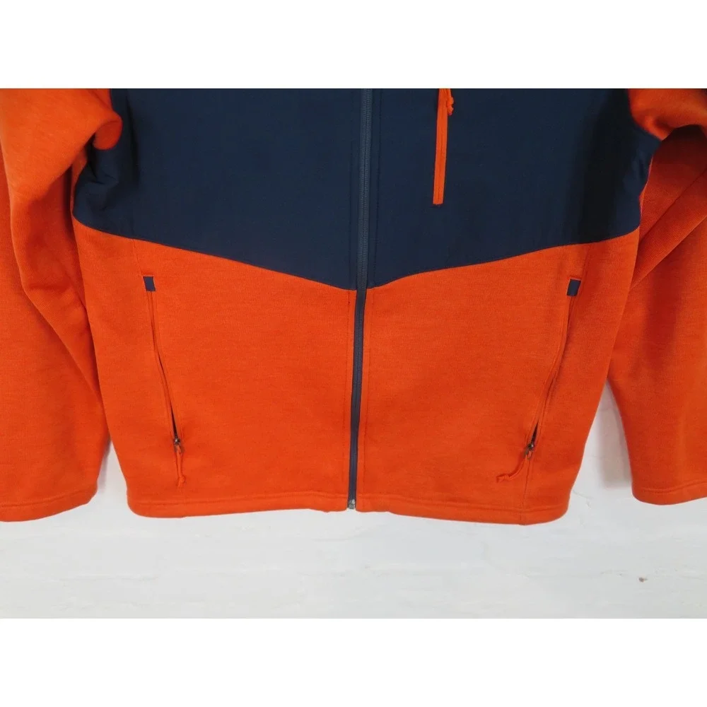 The North Face Fleece Jacket Mens Large Orange Blue Full Zip Colorblock Hiking